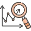 icone de loupe analysant des résultats graphiques