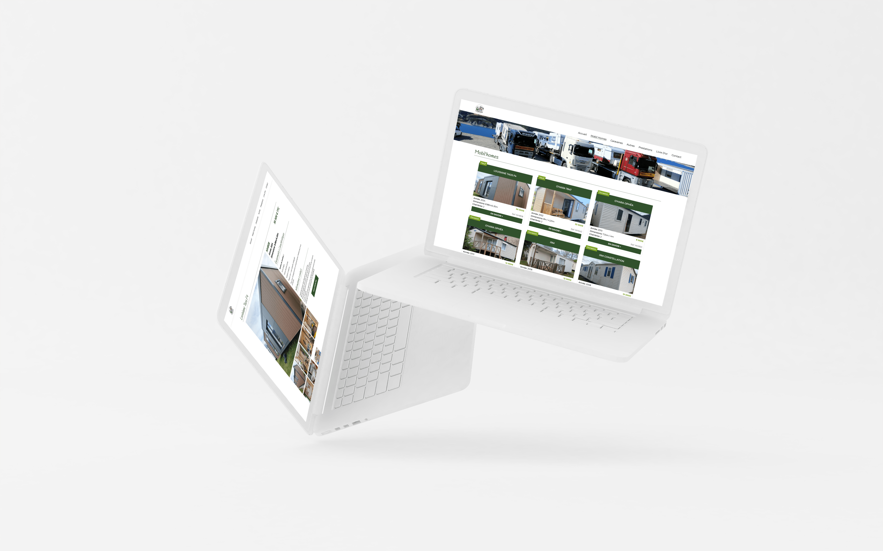 mockup d'un ordinateur affichant le site alpmobilhome.fr