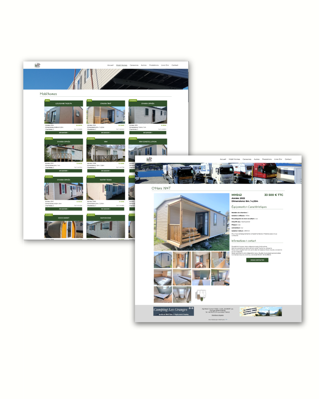 mockup d'un ordinateur affichant le nouveau site alpmobilhome.fr