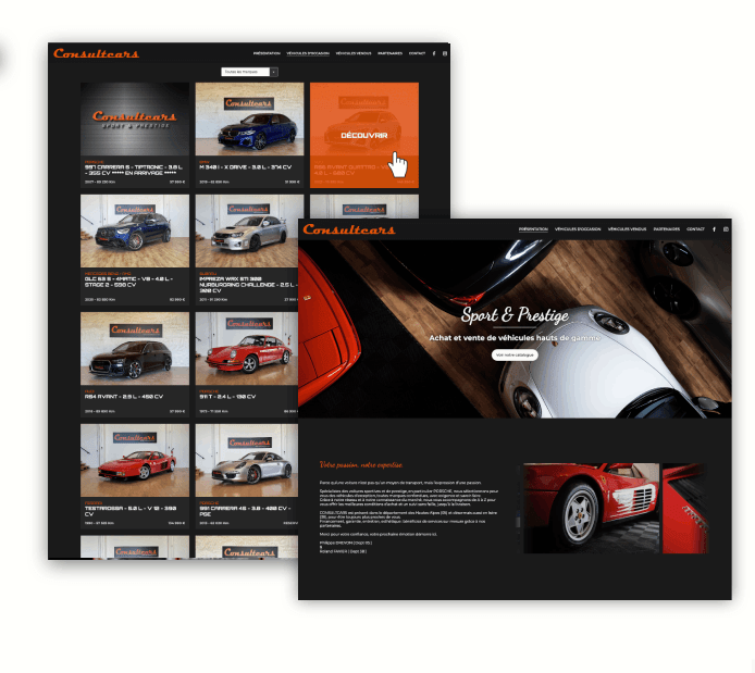 mockup d'un ordinateur affichant le nouveau site consultcars.com