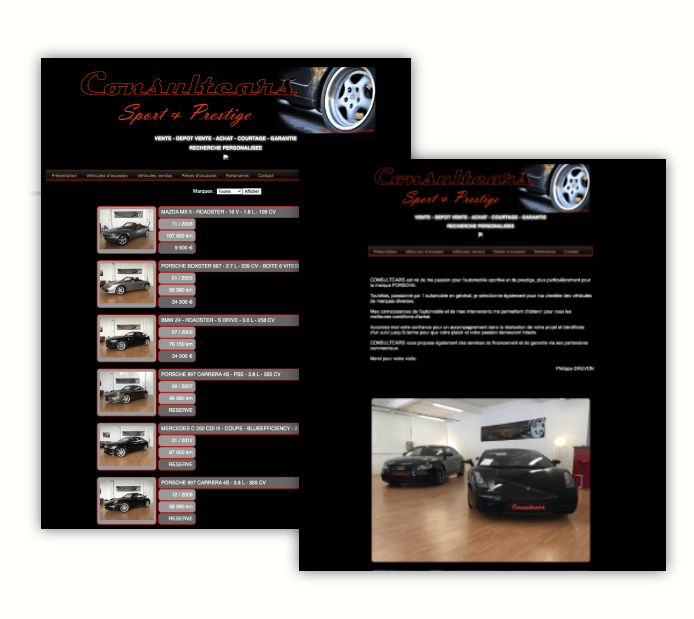 mockup d'un ordinateur affichant l'ancien site consultcars.com
