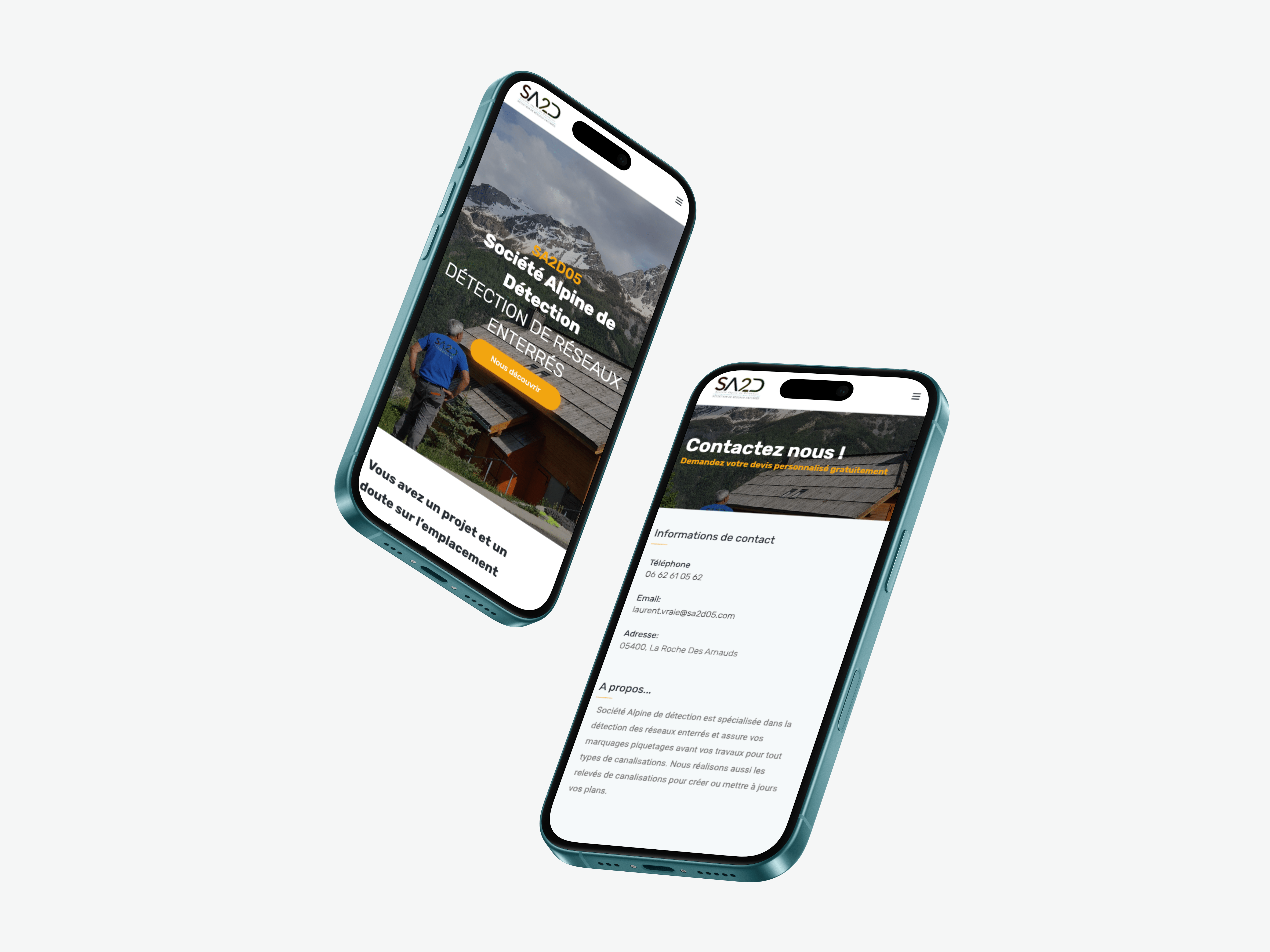 mockup de deux téléphones affichant le site sa2d05.com